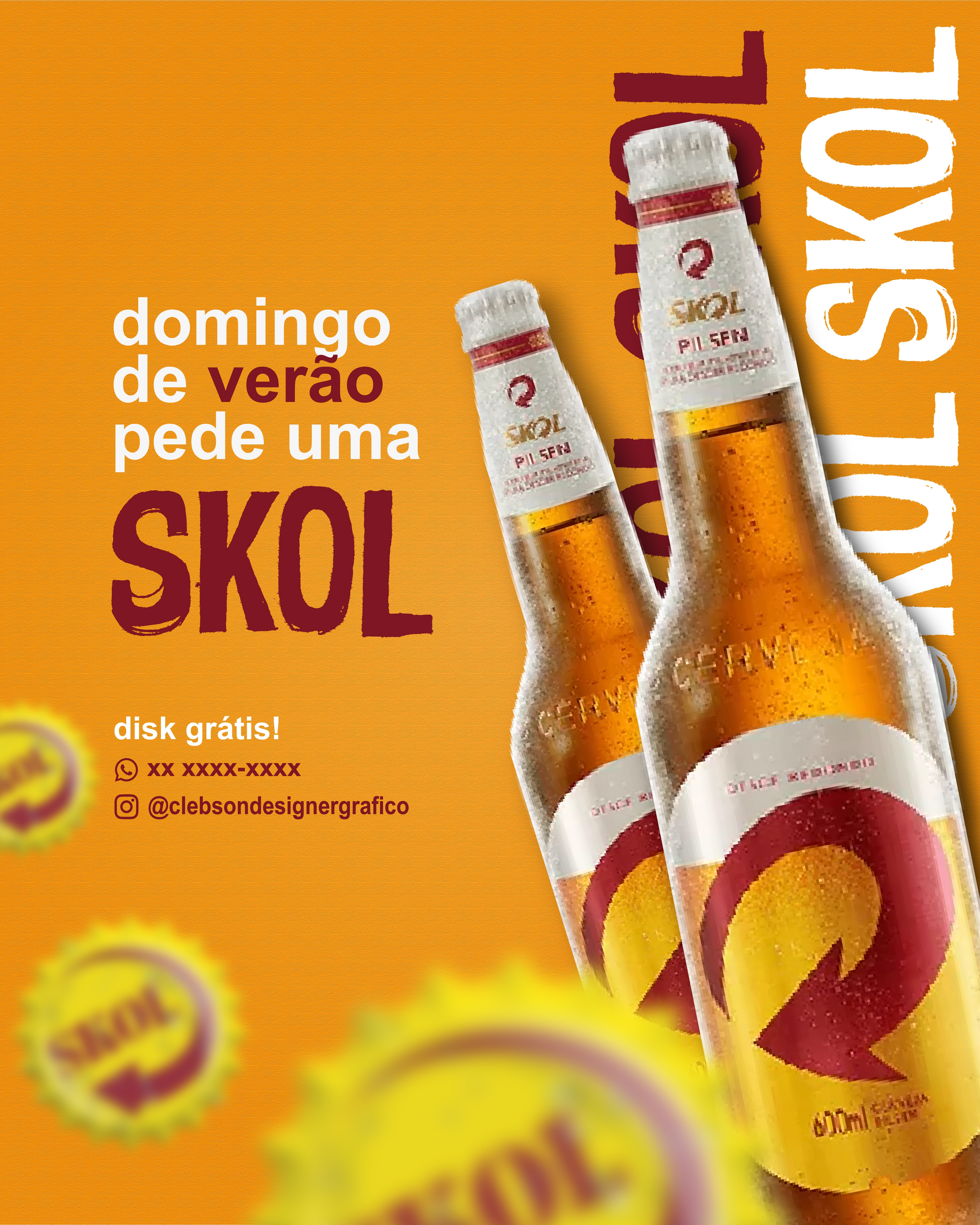 Flyer promocional profissional cerveja Skol