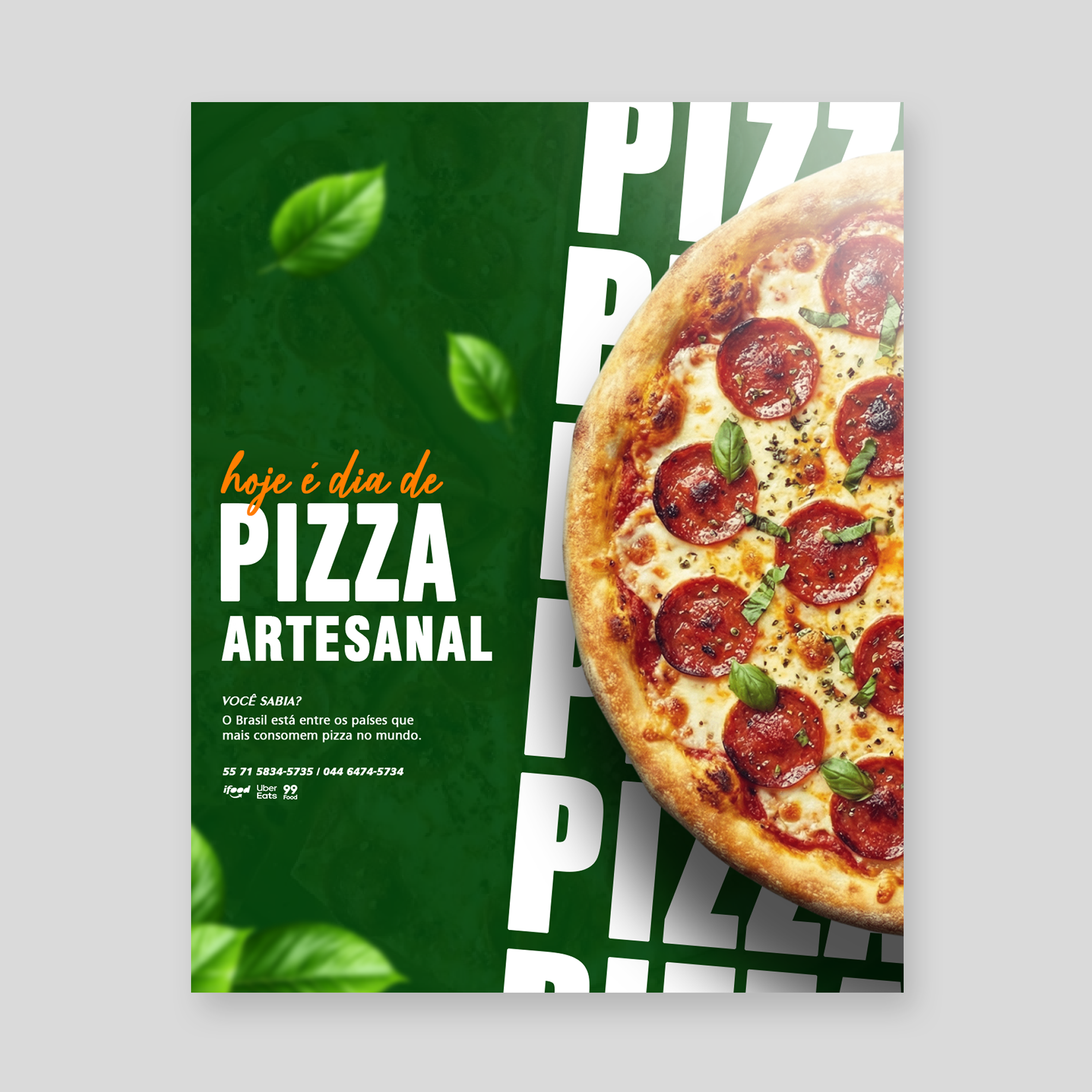 Serviço de designer gráfico para pizzaria criando flyer de pizza profissional