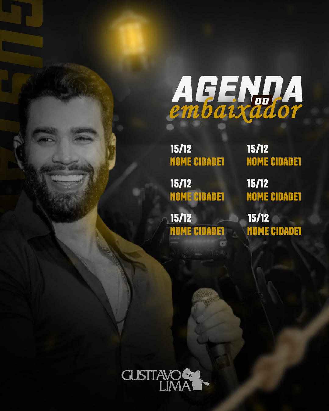 Arte profissional agenda de shows Gusttavo Lima