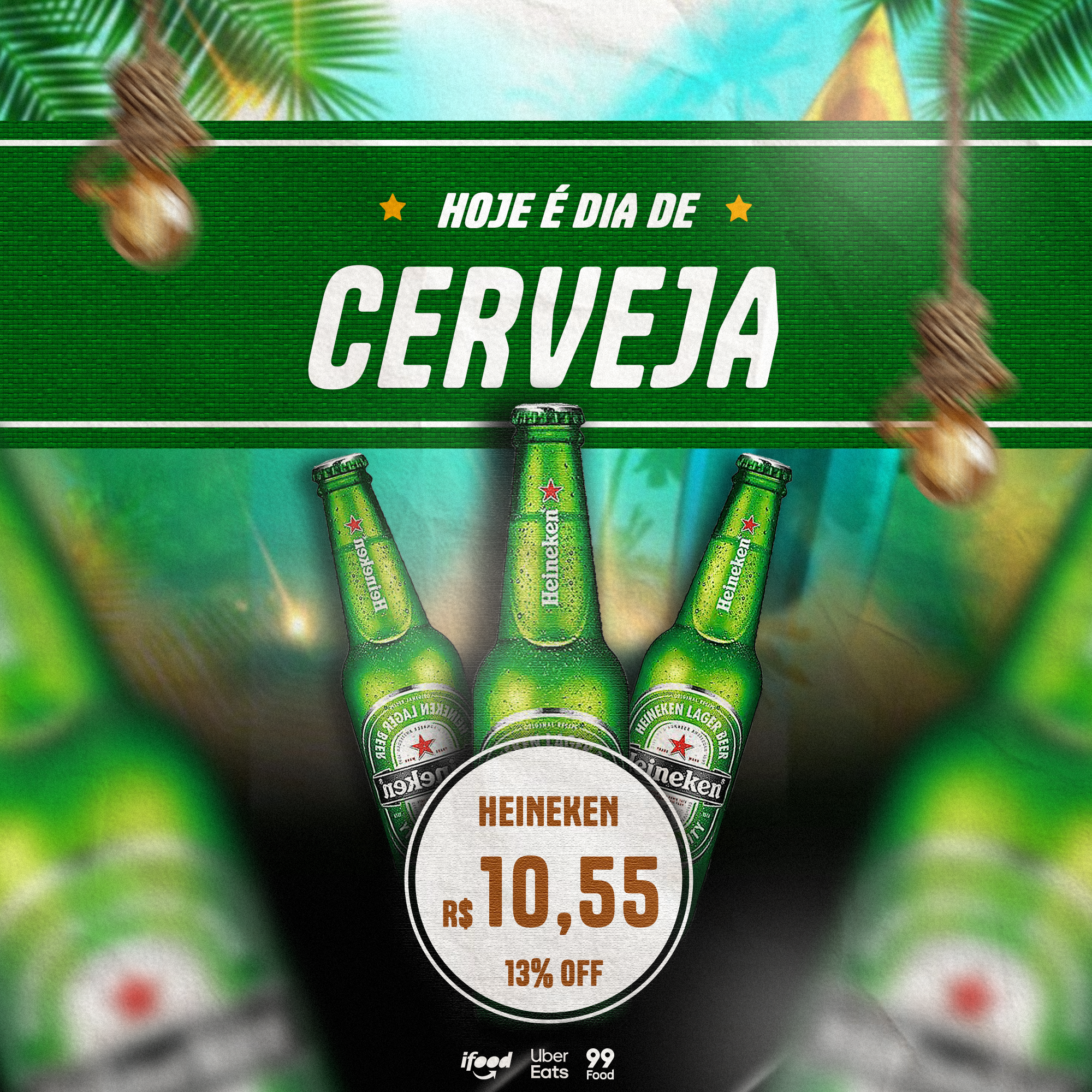 Flyer promocional profissional cerveja Heineken