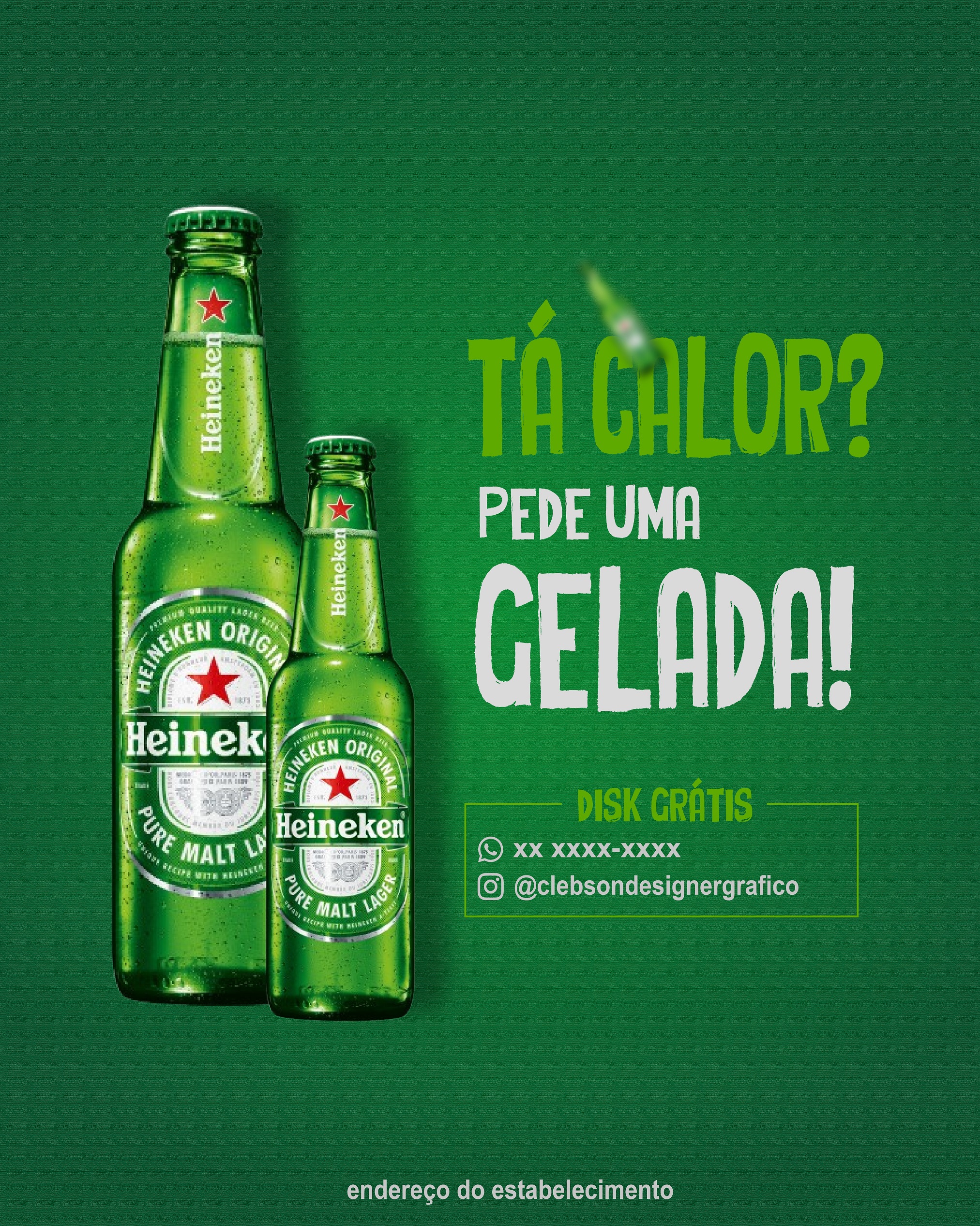 Arte para bar Heineken - Clebson Designer Gráfico de alta performance