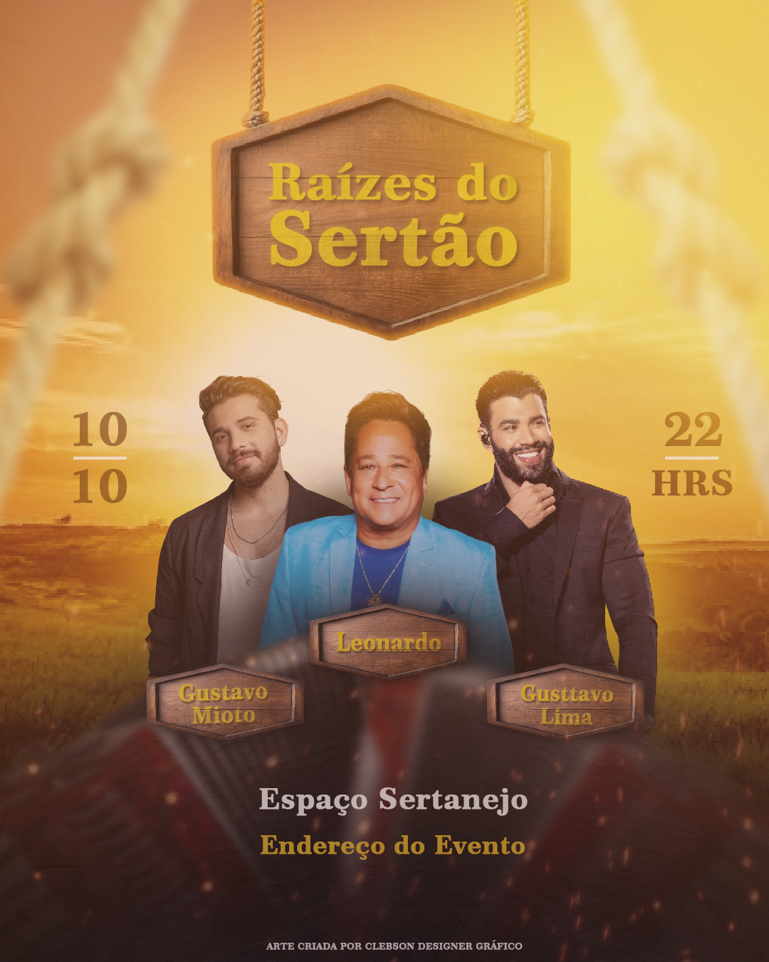 Flyer de evento sertanejo profissional em alta definição