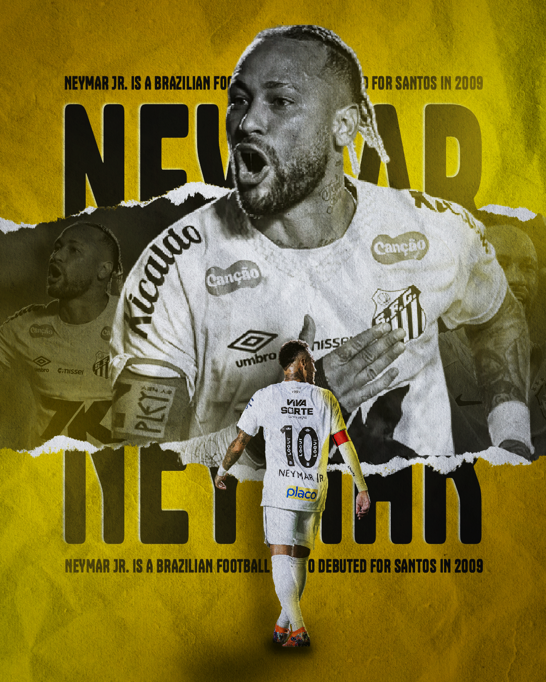 Arte esportiva Neymar para Instagram - Design de Social Media Esportivo
